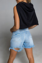 BROOKLYN DISTRESSED DENIM SHORT - Ecozini