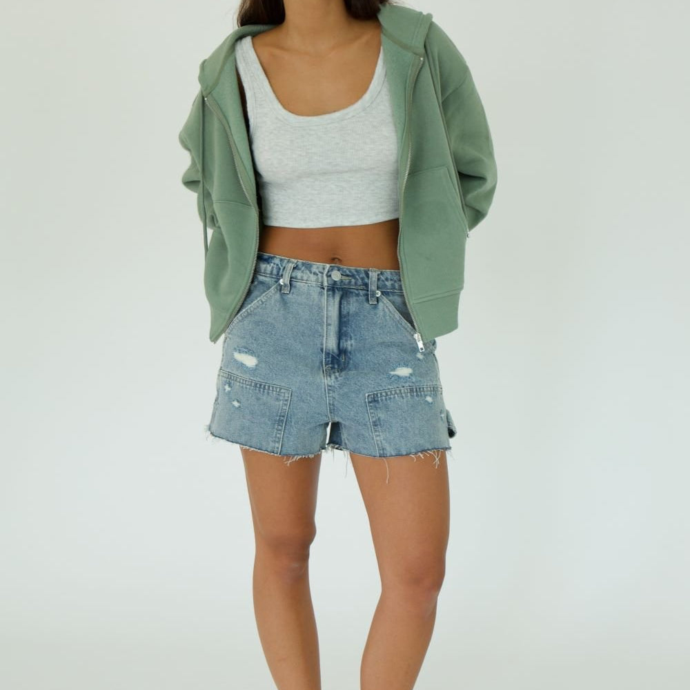 JANE DENIM CARGO SHORT - Ecozini