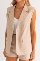 NELL OVERSIZED SLEEVELESS BLAZER - Ecozini