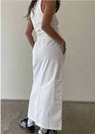 ZARIA CONTRAST STITCH CARGO MAXI SKIRT - Ecozini